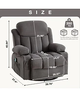 Reclining Massage Heated Sofa with Usb, Cup Holders (Grey)