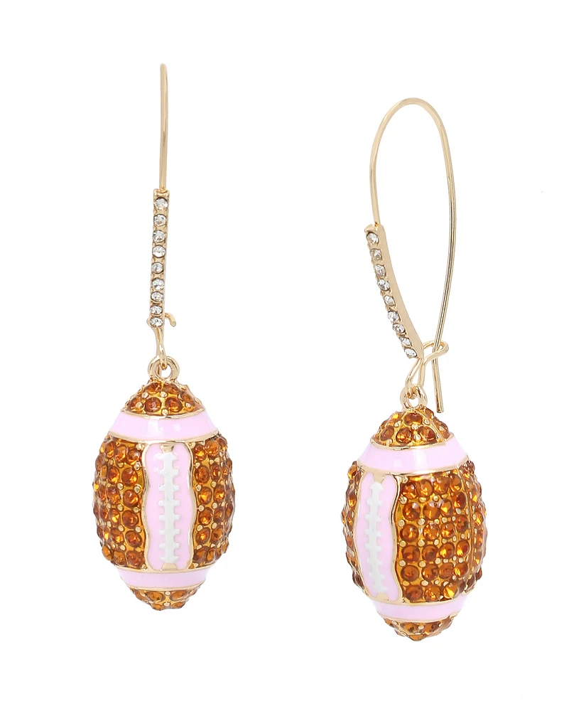 Betsey Johnson Faux Stone Football Dangle Earrings