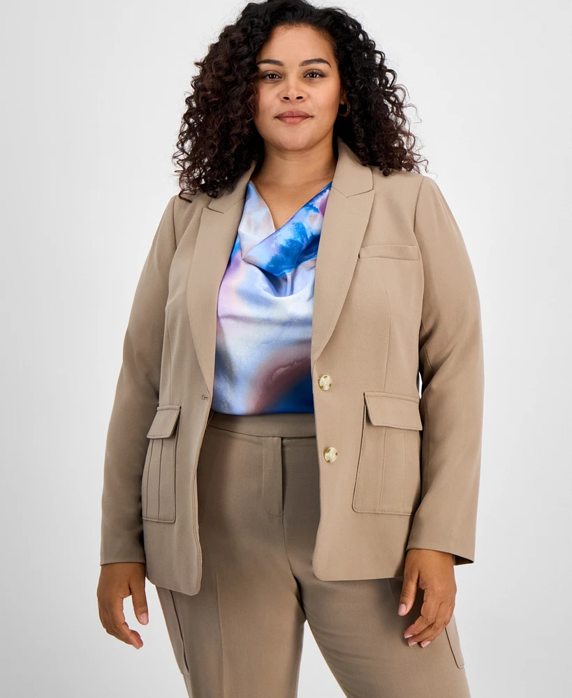 Tahari Asl Plus Size Two-Button Jacket