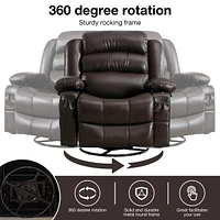Brown Swivel Rocker Recliner with Massage and Heat