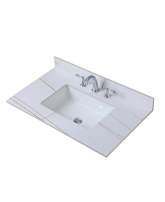 Simplie Fun Stone white gold bathroom vanity top with undermount sink