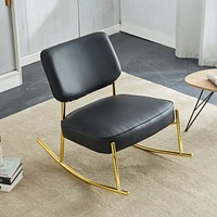 Pu Rocking Chair with Cushioned Seat and Gold Legs