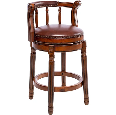 Simplie Fun Brown Leather Swivel Bar Stool 26"