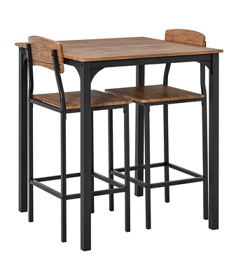 Streamdale Furniture Industrial 3-Piece Bar Table Set with Steel Chairs