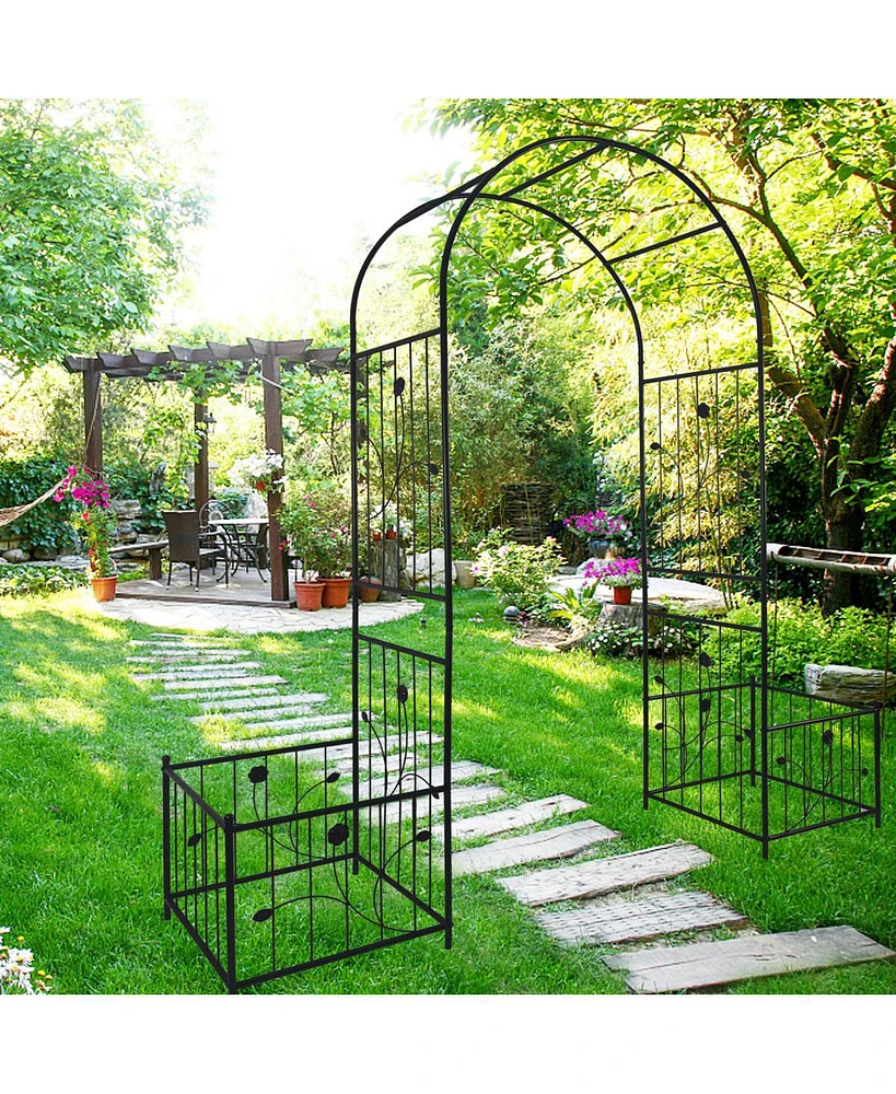 Streamdale Furniture Metal Garden Arch with Plant Stands for Climbing Plants