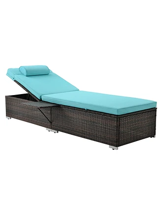 Simplie Fun 2-Piece Outdoor Wicker Chaise Lounge Set