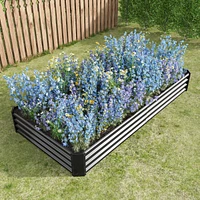 Metal Raised Garden Bed Kit for Flowers, Veggies (7.6x3.7x0.98ft)