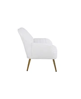 Streamdale Furniture Modern Soft Teddy Fabric Ivory Ergonomics Accent Chair Living Room Chair Bedroom Chair