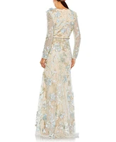 Women's Floral Embroidered Lace Trumpet Gown