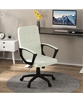 Vinsetto Fluffy Home Office Chair with Adjustable Height, Armless, White