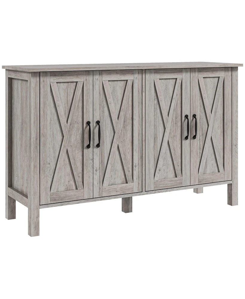 Simplie Fun Farmhouse Gray Wood Buffet with Barn Doors