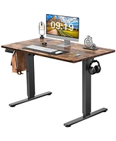 Simplie Fun Electric Height Adjustable Standing Desk, Sit To Stand Ergonomic Computer Desk, Brown, 40" X 24"