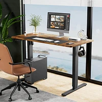 Streamdale Furniture Electric Height Adjustable Standing Desk, Sit To Stand Ergonomic Computer Desk, Brown, 40" X 24"