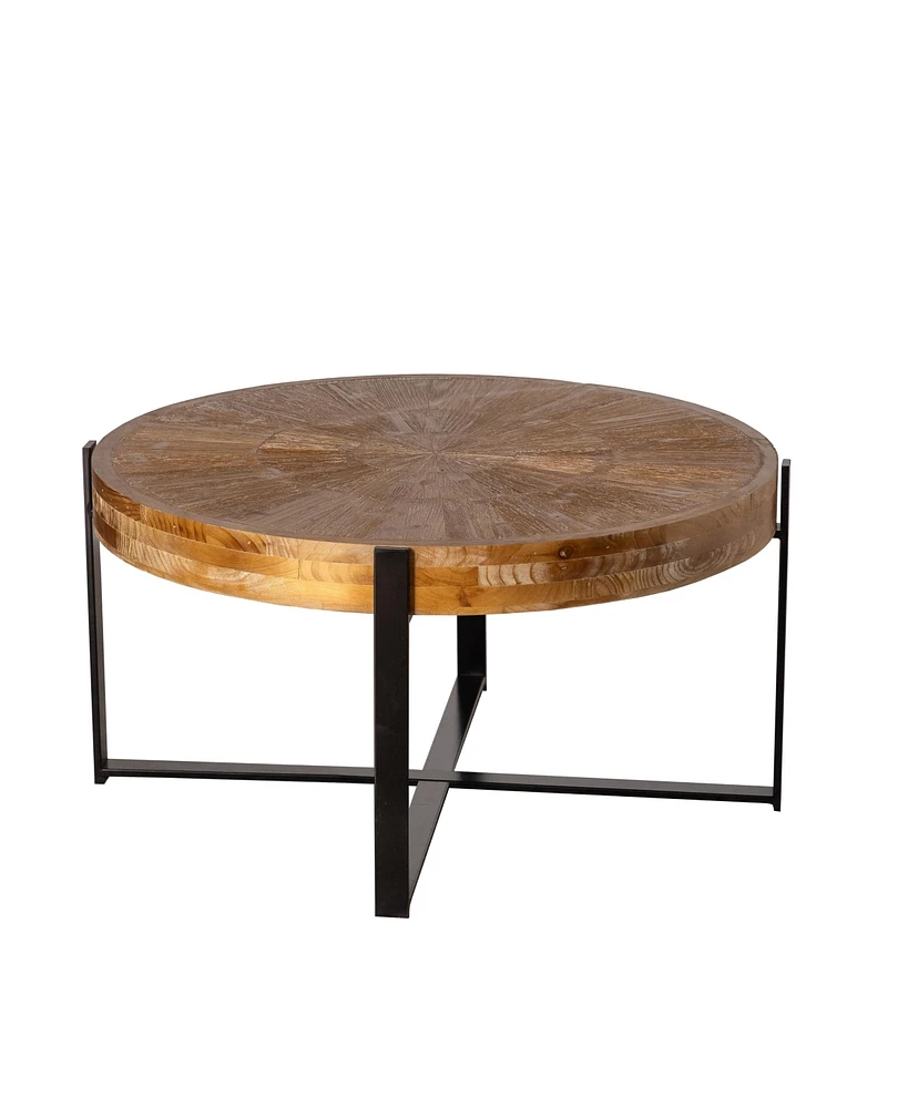 Streamdale Furniture 33.46" Splicing Round Coffee Table with Retro Design