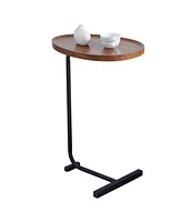 Streamdale Furniture Brown Cshaped Side Table, Small Sofa Table For Living Room