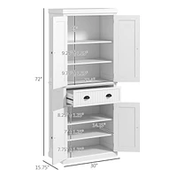 Homcom 72" Kitchen Pantry Storage Cabinet with Drawer, Adjustable Shelves