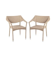 Merrick Lane Cheri Fade And Weather Resistant Modern Pe Rattan Patio Dining Chair With Reinforced Steel Frame