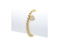 Rivka Friedman Heart Charm Polished Bead Stretch Bracelet