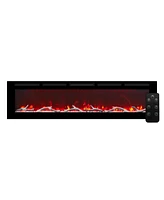 Mondawe 72" Wall-Mounted Recessed Electric Fireplace 4780 Btu Heater with Remote Control Adjustable Flame Color & Temperature Setting