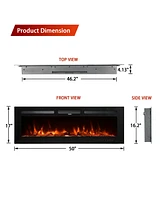 Mondawe 50" Recessed Wall-Mounted Electric Fireplace 5000 Btu Heater with Remote Control