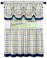 Kate Aurora Country Farmhouse Plaid 3 Pc Tattersall Cafe Kitchen Curtain Tier & Valance Set