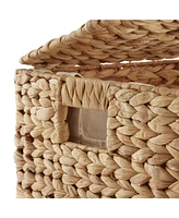 Casafield Large Laundry Hamper with Lid and Removable Liner Bag - Natural, Woven Water Hyacinth Laundry Basket for Clothes