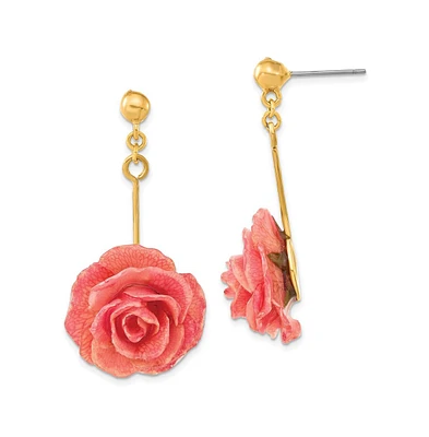 Diamond2Deal Lacquer Dipped Real Rose Gold-tone Dangle Post Earrings