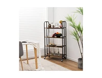 Slickblue Foldable Rolling Cart with Storage Shelves for Kitchen-4-Tier