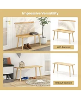 Costway Entryway Bench for 2 Windsor Rubber Wood Dining Bench with Spindle Back