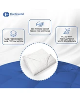 Continental Bedding 700 Fill Power Summer White down European Comforter, Full