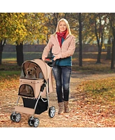 Pet Stroller Folding with Storage Basket and Adjustable Canopy – Easy to Maneuver Dog