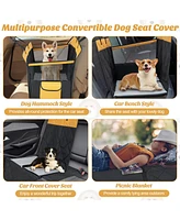 Slickblue Dog Car Seat Cover with Mesh Window for Small and Medium Dogs-Black