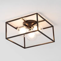 Jonathan Y Kyle 14" 3-Light Modern Farmhouse Metal/Iron Open-Caged Led Flush Mount, Oil Rubbed Bronze