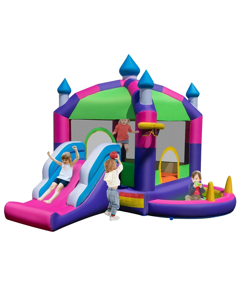 Slickblue Inflatable Bounce Castle with Canopy Shade Cover and Slide