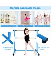 Slickblue 47 Inch Double Ballet Barre with Anti-Slip Footpads