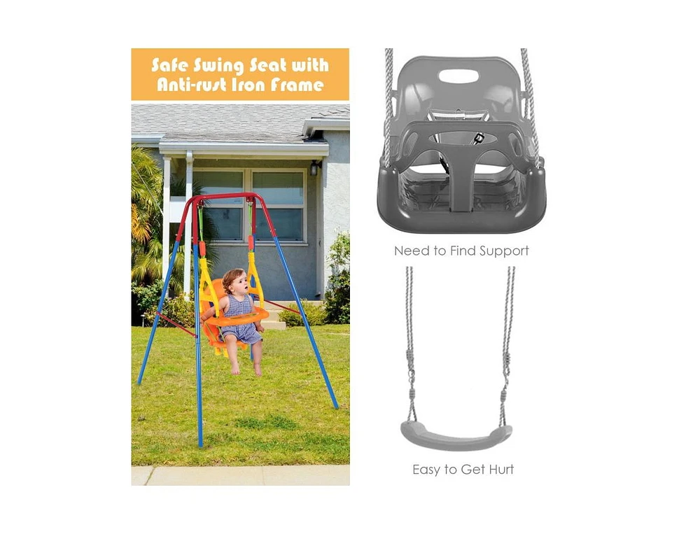 Slickblue Toddler Swing Set High Back Seat with Swing Set