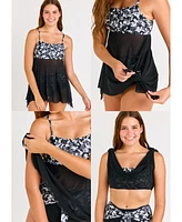 Calypsa Plus Size Calysa 3in1 Adjustable Strap Tankini Swim Top
