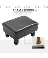 Simplie Fun Small Faux Leather Ottoman Footrest, Black