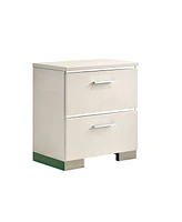 Streamdale Furniture High Gloss White Nightstand with Usb Charger