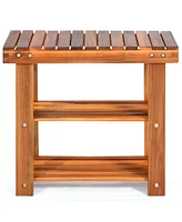 Costway 3-Tier Wood Shoe Rack 19' Shoe Bench Freestanding Boots Organizer Heavy-duty