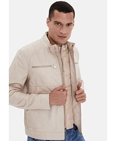 Furniq Uk Men's Biker Jacket, Beige