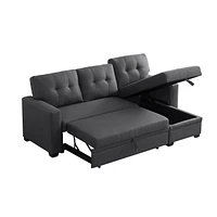 Simplie Fun Upholstered Pull Out Sectional Sofa With Chaise