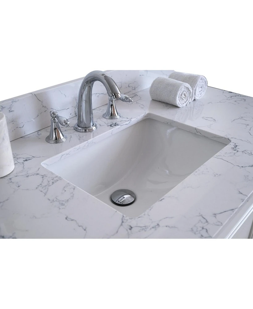 Simplie Fun Carrara Jade Marble Vanity Top with Sink & Backsplash