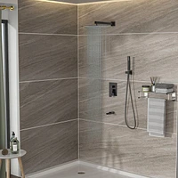 10" Rain Shower Head Systems With Waterfall Tub Spout, Oil Rubber Bronze, Wall Mounted Shower
