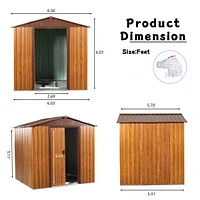 6x6 Metal Storage Shed with Wood Grain Horizontal Siding