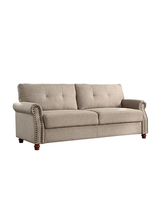 Simplie Fun Linen Fabric Upholstery With Storage Sofa Tufted Cushions/ Easy, Tool-Free Assembly, Beige