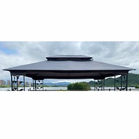 13 X 10FT Patio Double Roof Gazebo Replacement Canopy Top Fabric, Gray