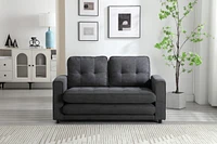 Convertible Sofa Bed Set in Gray & Beige Linen Fabric
