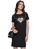 Karl Lagerfeld Paris Women's Embellished Heart T-Shirt Dress