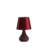 Streamdale Furniture 11" In Mosaic Red/Pink Glass Pattern Mini Polyresin Table Lamp